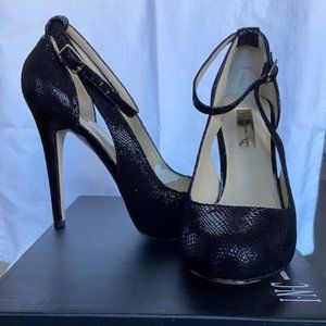 INC - Lucy Heels Size 7M - Black Snake skin